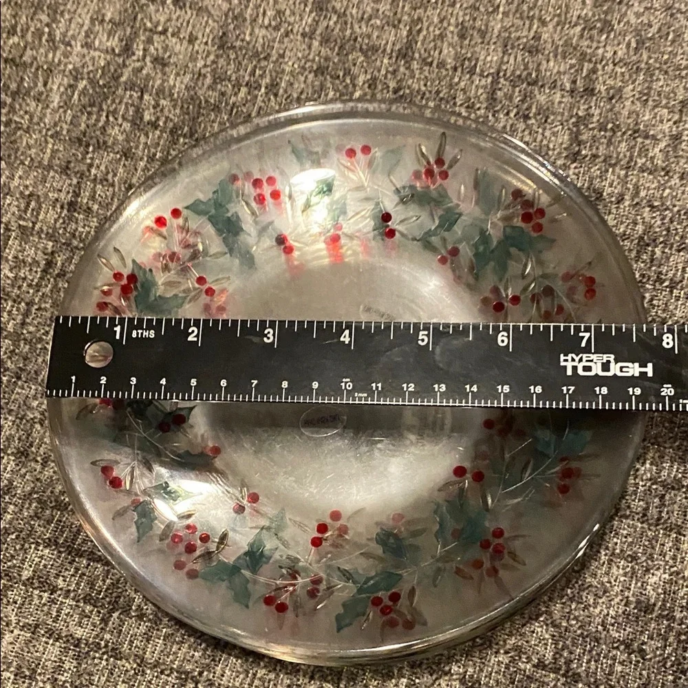 Pfaltzgraff Winter Berry Decorative Glass Plate-Red, Green Design. 8 Available.